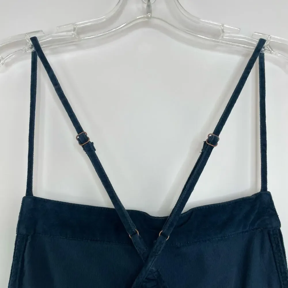 FP Free People Teal Blue Velvet Overall Mini Dress Skirtall Women's size 2